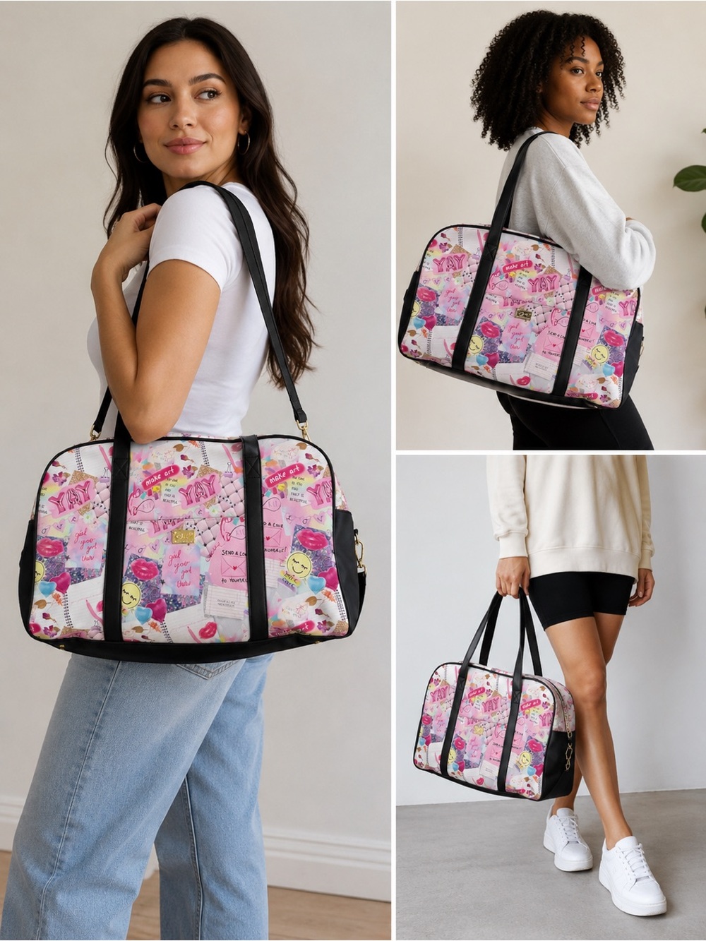 Women’s Betsy Johnson travel weekender graphic duffle bag Large